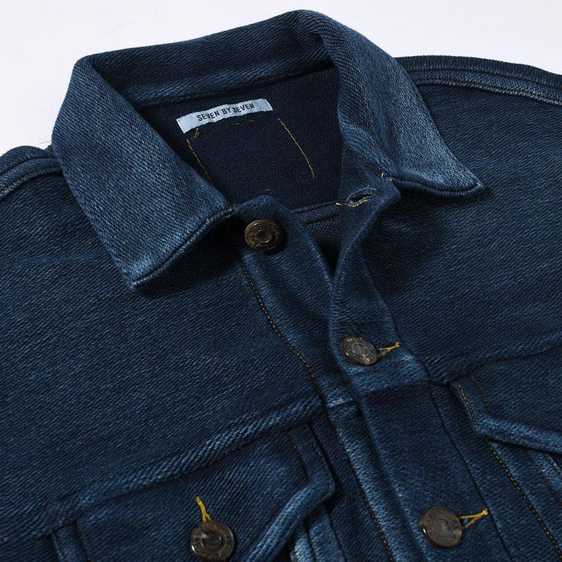 SEVEN BY SEVEN セブンバイセブン ニットジャケット メンズ アウター 長袖 トラッカージャケット デニム風 25秋冬 3RD TYPE WASHED KNIT JACKET -2.COLOR-の画像