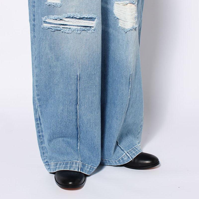 KOOI / SUPER WIDE DAMAGE DENIM PANTS/ダメージ加工/ワイドデニムパン/2/ブラック KOOI コーイ デニムパンツ メンズ ボトムス ワイドシルエット ダメージ