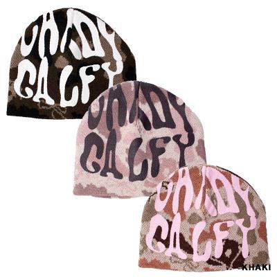 ピンク カモフラージュ ニットビーニー GALFY（ガルフィー） ビーニー フリーサイズ ピンク ベージュ