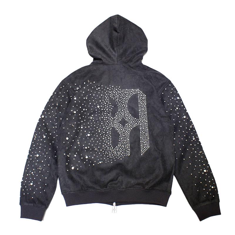 Birth Of Royal Child パーカー フーディー トップス 長袖 CASHEW FLOWER TEXTUREPEARL ZIPPER HOODIE -BLACK-の画像