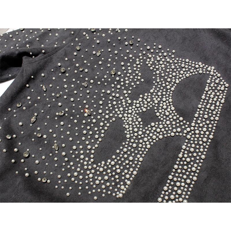 Birth Of Royal Child パーカー フーディー トップス 長袖 CASHEW FLOWER TEXTUREPEARL ZIPPER HOODIE -BLACK-の画像