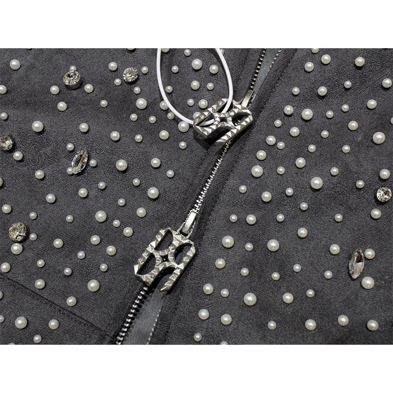 Birth Of Royal Child パーカー フーディー トップス 長袖 CASHEW FLOWER TEXTUREPEARL ZIPPER HOODIE -BLACK-の画像
