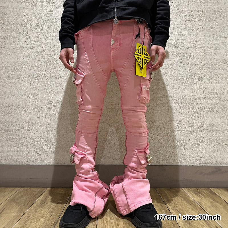 GUAPI グアピ フレアスキニーデニムパンツ 28,30,32インチ ピンク