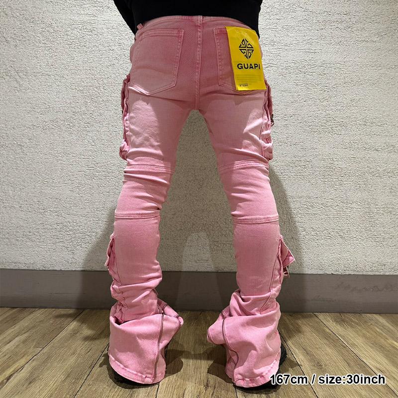 GUAPI グアピ フレアスキニーデニムパンツ 28,30,32インチ ピンク