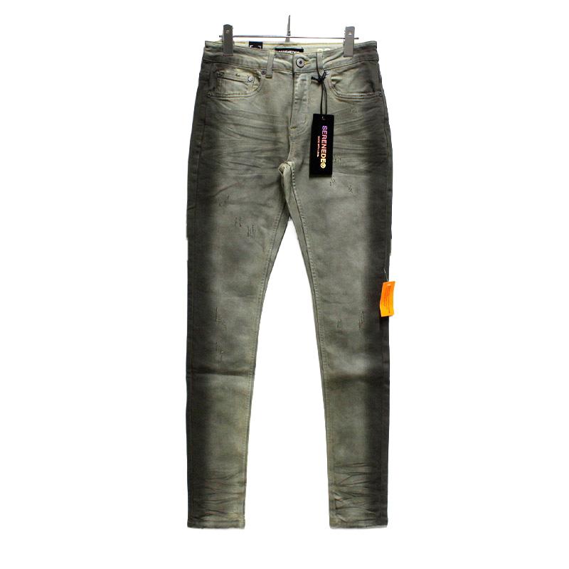 SERENEDE ダメージ加工デニム 28 日本入手不可 SERENEDE セレナーデ スキニーパンツ 28,30,32インチ グレー メンズ