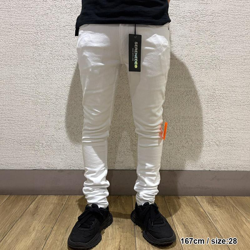 SERENEDE ホワイト ダメージデニムパンツ28 SERENEDE セレナーデ スキニーデニム 28,30,32インチ ホワイト/白