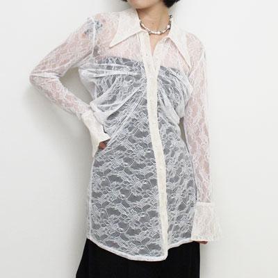 AKIKOAOKI アキコアオキ レディース シアーシャツ トップス レース 