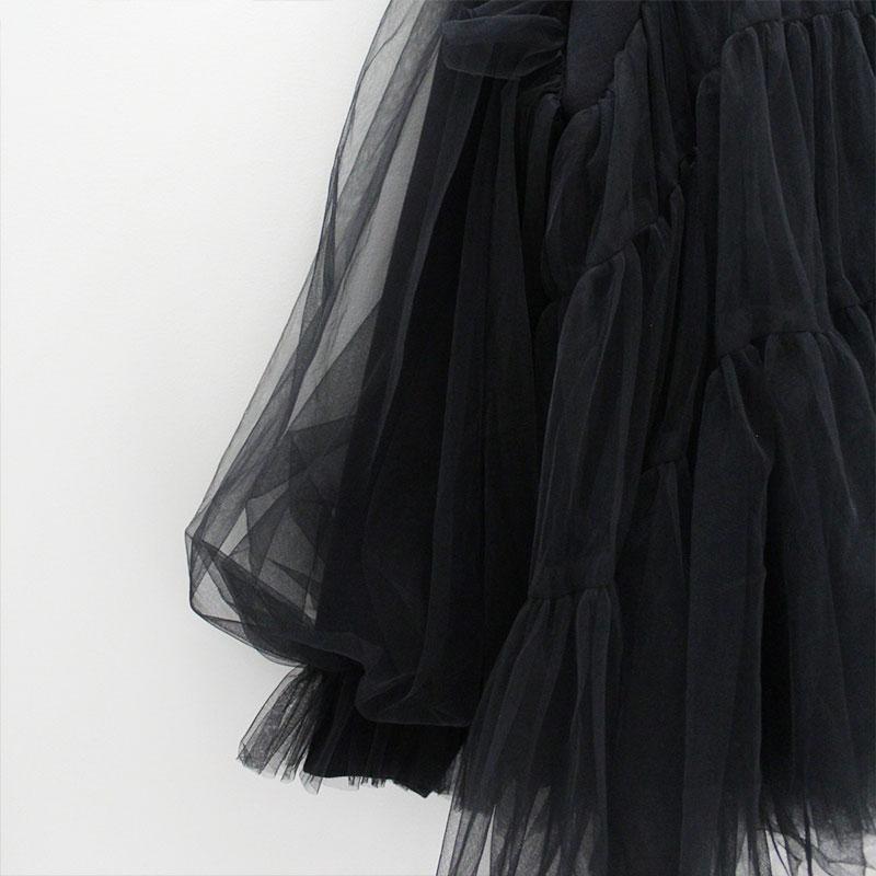 VIVIANO ヴィヴィアーノ チュールスウェット ブラック トップス 長袖