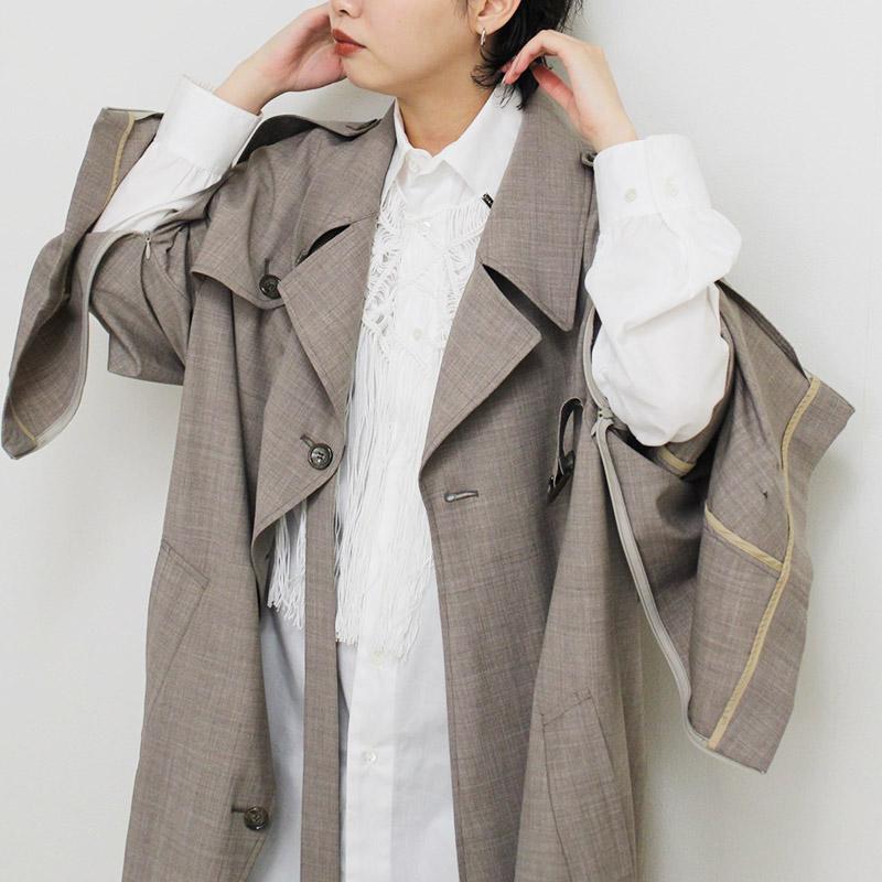 MIKAGE SHIN ミカゲシン プリーツコート レディース アウター トレンチコート プリーツ サイズ1 ベージュ PLEAT COAT -BEIGE-の画像