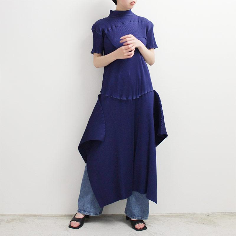 コトハヨコザワ kotohayokozawa 半袖ハイネックワンピース ネイビー