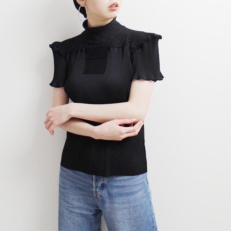 コトハヨコザワ kotohayokozawa ハイネックトップス プリーツ 半袖