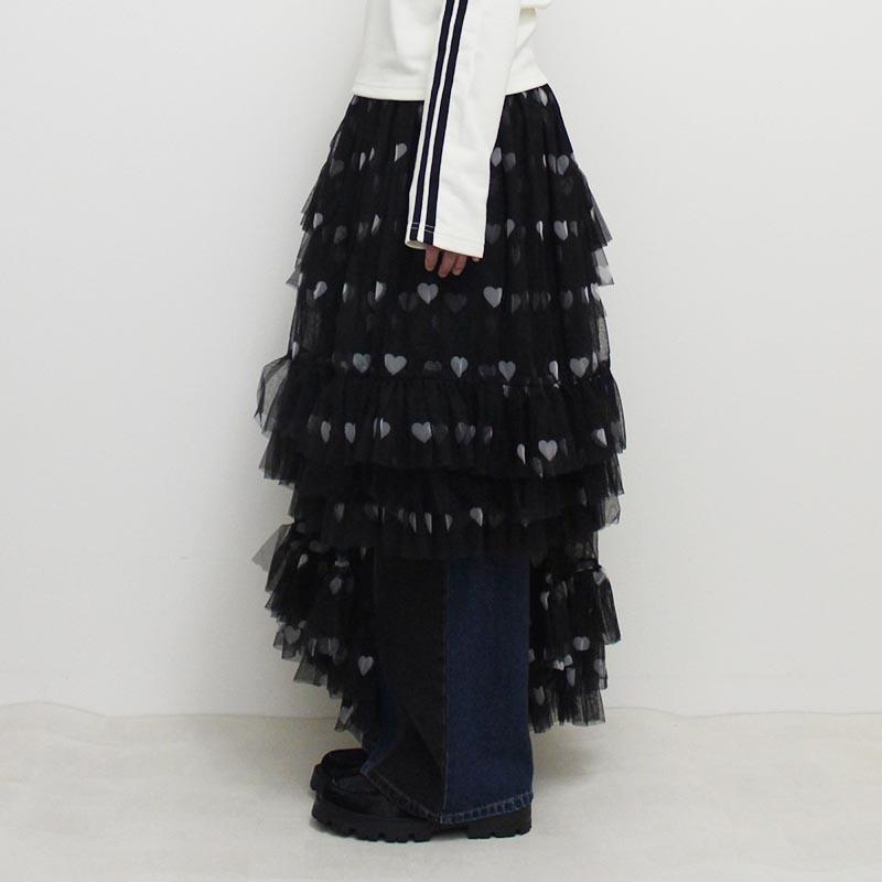 VIVIANO ブラック フリルスカート VIVIANO ヴィヴィアーノ チュールスカート レディース ボトムス