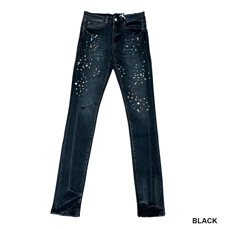 mnml 黒 slimfit denim 28 mnml（ミニマル） スキニージーンズ 28,30,32,34 ブルー/青 ブラック
