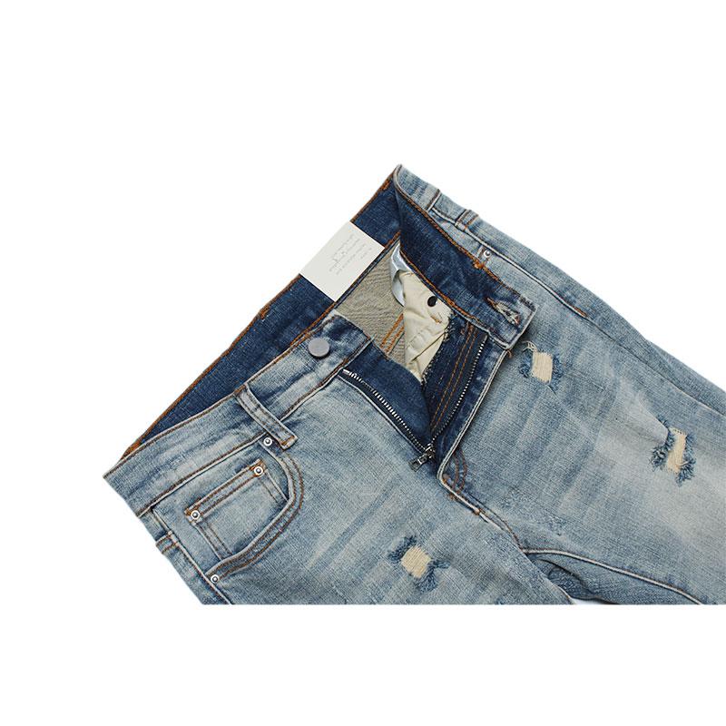 mnml ダメージ加工 スキニージーンズ mnml ミニマル スキニーパンツ ストレッチデニム ダメージ加工