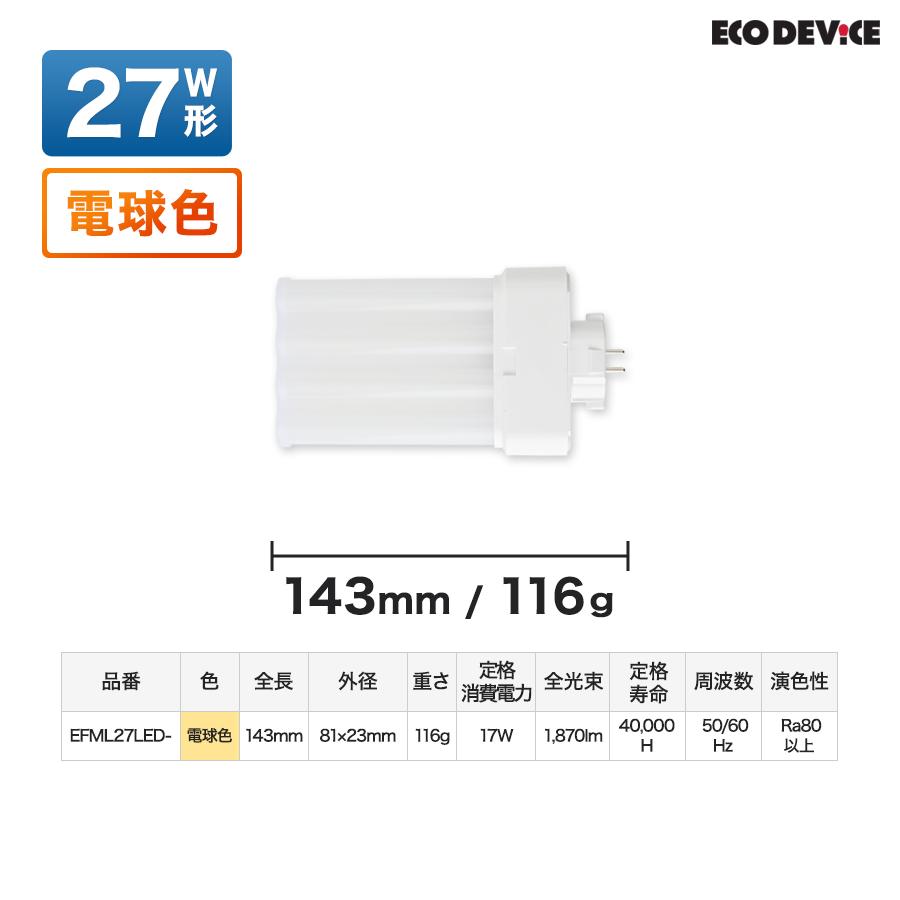 LED コンパクト形 FMLランプ 27形 　＜電球色＞　丸型LED 蛍光灯 EFML27LED-W |  | 06