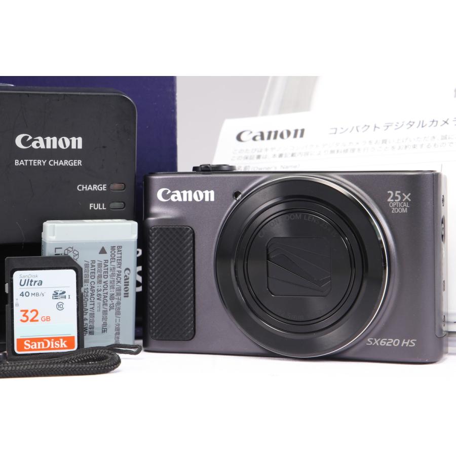 極美品 動作保証 】 Canon PowerShot SX620 HS ブラック 【 SDカード 32GB 追加付属 】 ib6617