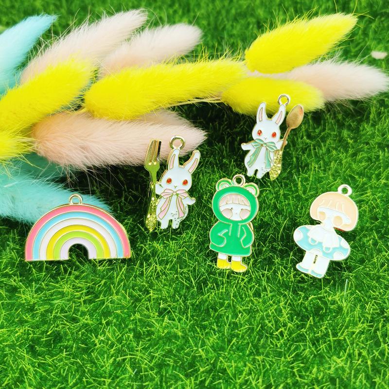 兎 虹 子供 うさぎ イニシャル チャーム パーツ 金具 パーツ ピアス パーツ アクセサリー ゴールド カン付 1ペア【2ケ】20*34mm｜ecodriveshop｜09