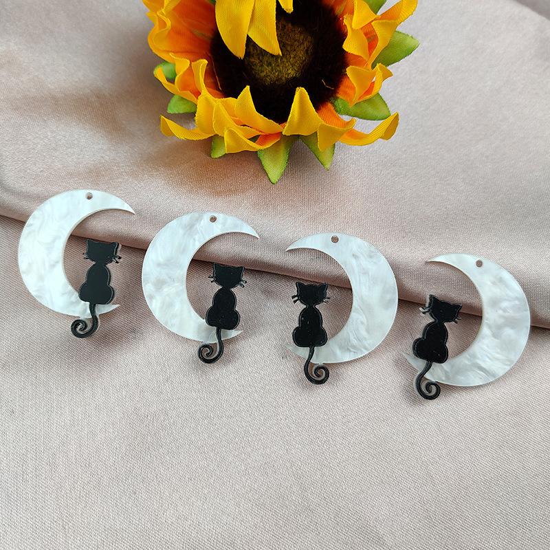 2ケ 月と猫 チャーム パーツ アクセサリーパーツ ピアス パーツ バッグチャーム キーホルダー アクリル 穴有 約27 35mm Kj 0034 えこどらいぶしょっぷ 通販 Yahoo ショッピング