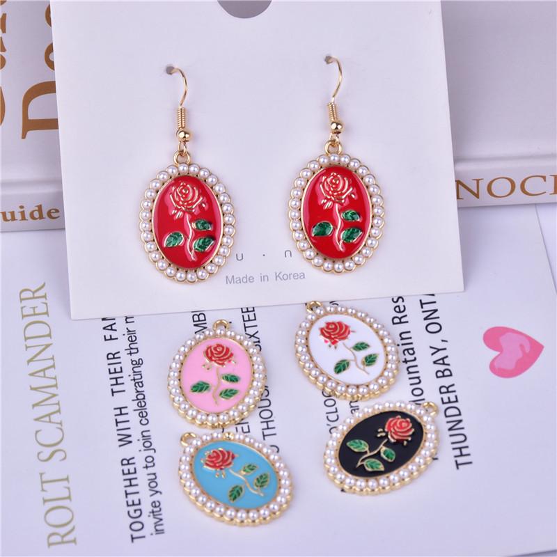 2ケ】薔薇 バラ フラワー 花 イニシャル チャーム パーツ 金具 ピアス