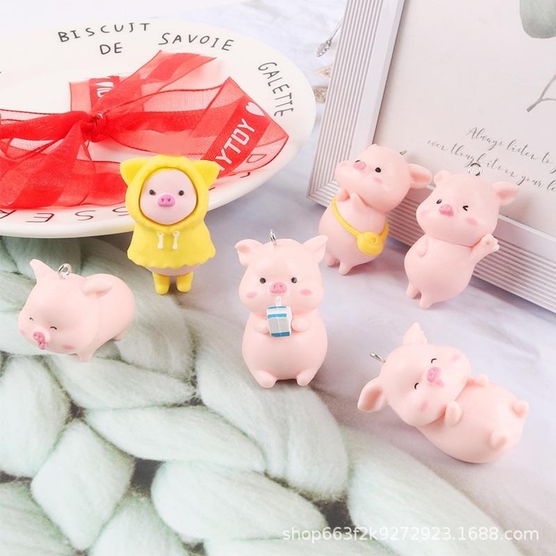1ケ】 豚 ブタ チャームパーツ バッグチャーム 樹脂 携帯アクセサリー  
