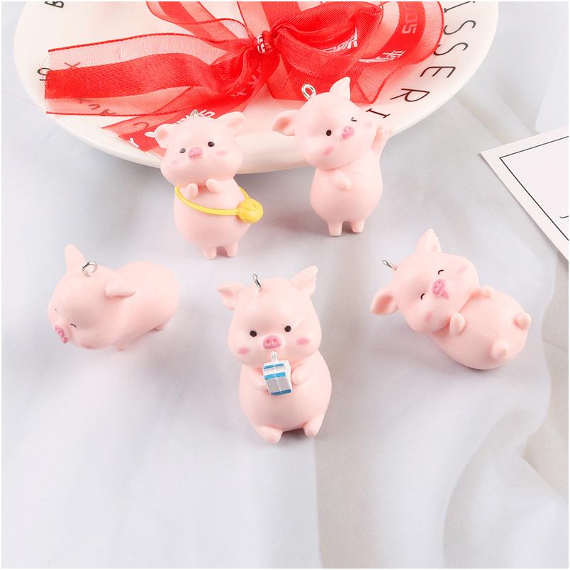 1ケ】 豚 ブタ チャームパーツ バッグチャーム 樹脂 携帯アクセサリー  
