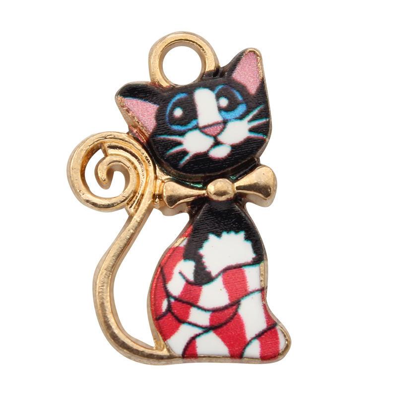 【2385】じゃれ猫　チャーム　ハンドメイド　チェシャネコ　アクセサリー　ピアス 4ケ】猫 ねこ ネコ チャーム パーツ 金具 ピアスパーツ