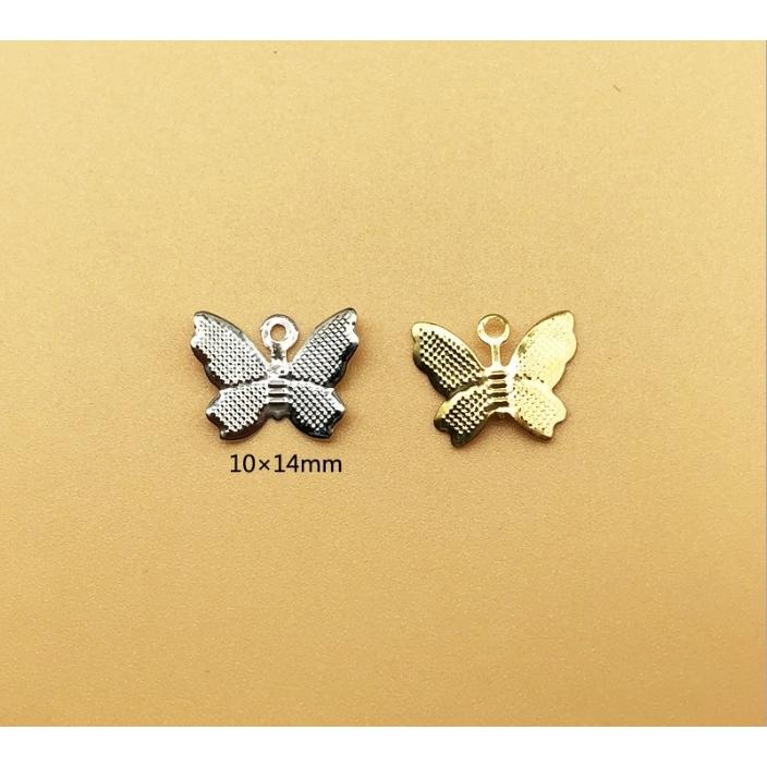 ラインストーン付きバタフライチャーム 蝶々 ピアス チャーム 丸カン