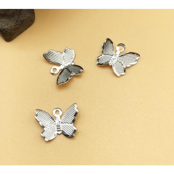 ラインストーン付きバタフライチャーム 蝶々 ピアス チャーム 丸カン