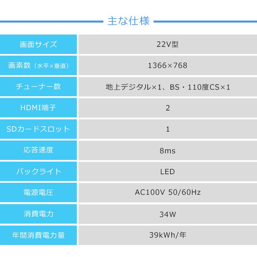 DXアンテナ テレビ 22V型 LVW22LE2 ハイビジョン液晶パネル (ブラック
