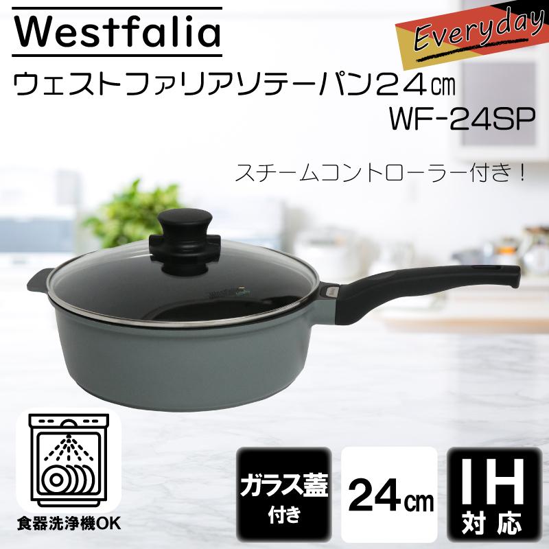 富士ホーロー 深型フライパン 片手鍋 24cm ソテーパン ガラス蓋付き