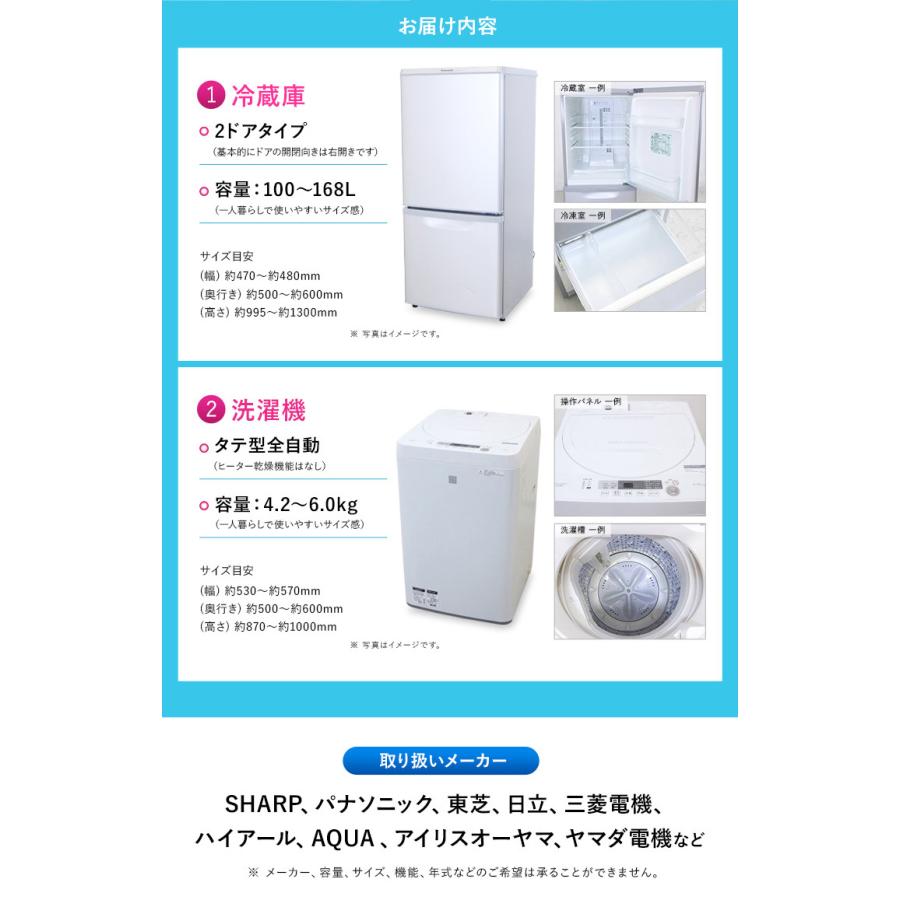 家電セット 一人暮らし 2点セット (冷蔵庫 洗濯機) 中古 新生活応援 学生 新社会人 単身赴任 社員寮 リユース家電セット (2016-2022年製/mini-B)☆92s04｜ecoearth｜03