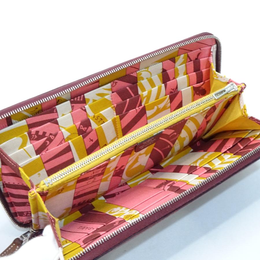 USED】HERMES エルメス アザップシルクイン ロングウォレット ルージュ 