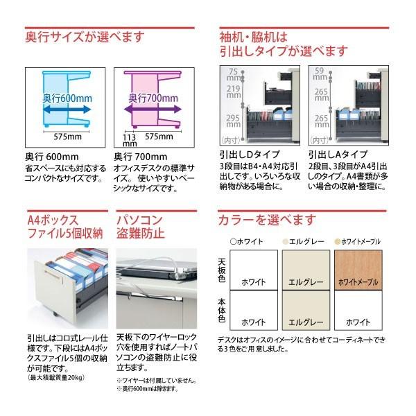 【RJシリーズ/奥行700mm】　両袖机（引出しD・Aタイプ） RJ-147D-33　W1400×D700×H700mmの画像