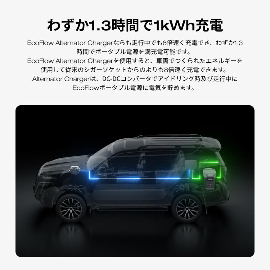 EcoFlow 800W Alternator Charger 走行充電器+DELTA Pro ポータブル電源セット カーチャージャー バッテリー充電器 キャンピングカー 急速充電 アプリ対応 | ECOFLOW | 09