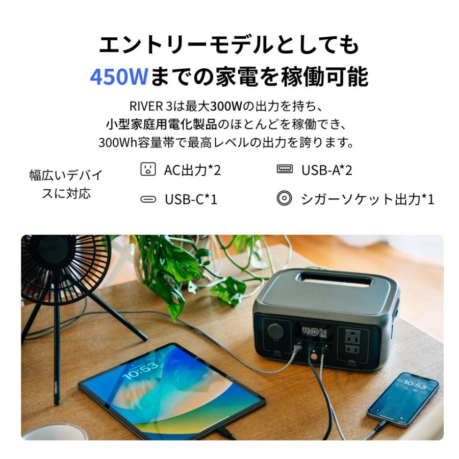 ECOFLOW ポータブル電源 走行充電器 セット RIVER 3(230) + 500W