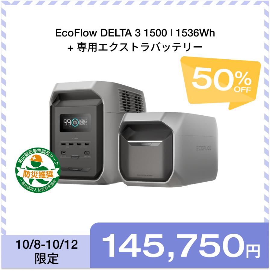 ECOFLOW ポータブル電源 セット EcoFlow リン酸鉄 DELTA 3 1500