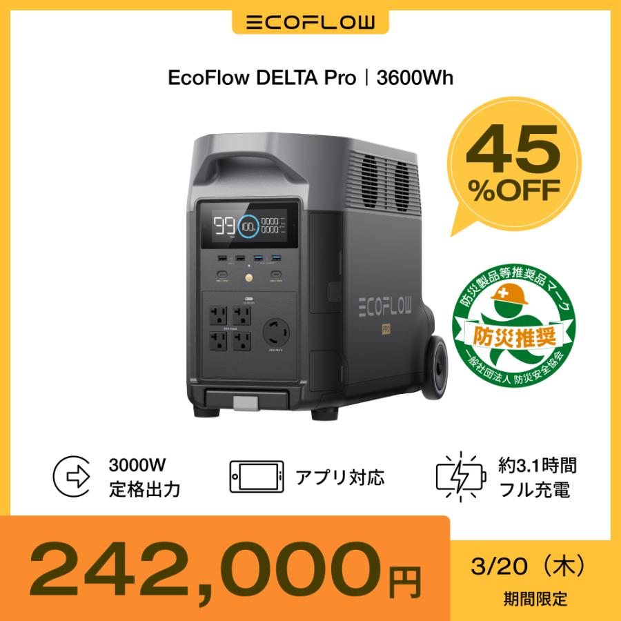 ポータブル電源 大容量 リン酸鉄リチウム DELTA Pro 3600Wh/1,125,000 