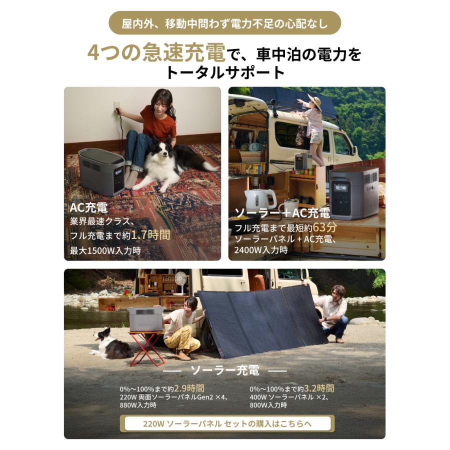 美品 エコフロー2Max ポータブル電源 車中泊 災害時 キャンプ Amazon.co.jp: EcoFlow ポータブル電源 DELTA 2 Max 2048Wh 大