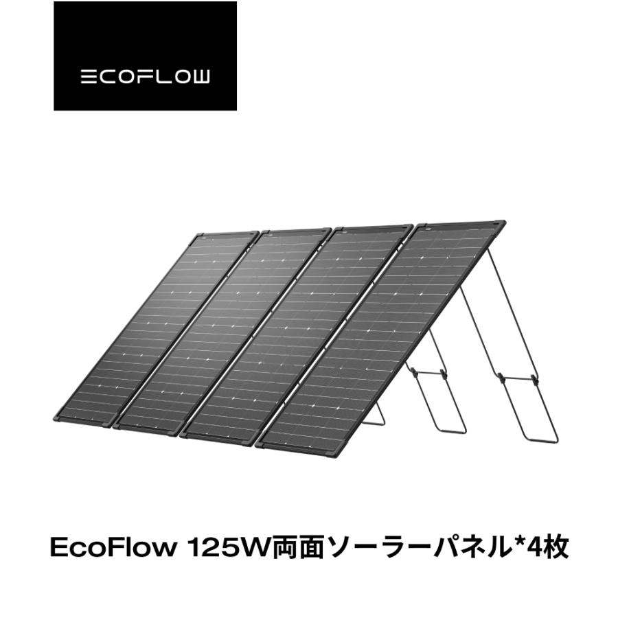 ECOFLOW - 新品未開封　ecoflow 125w2枚セット　 両面ソーラーパネル ECOFLOW EcoFlow 125W 4枚 両面ソーラーパネル IP68 防水防塵