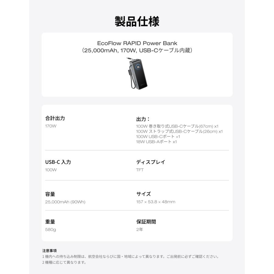 ECOFLOW EcoFlow RAPID Power Bank 25000mAh 最大合計170W出力 USB-C