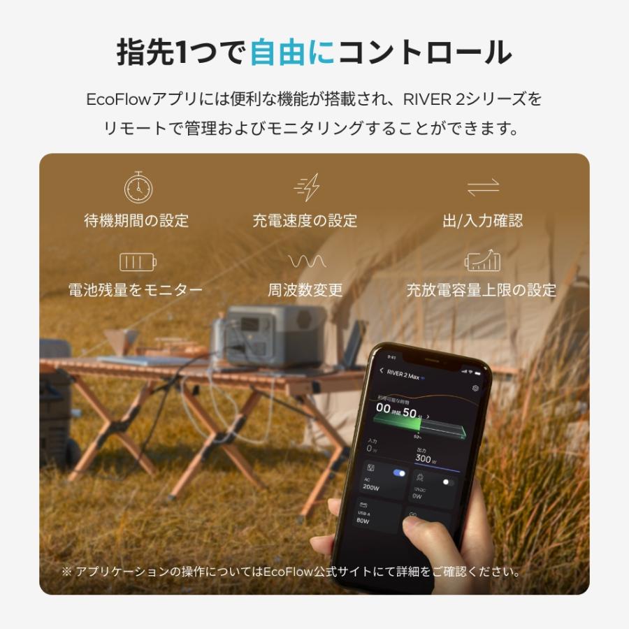 ポータブル電源 リン酸鉄 RIVER 2 Max 大容量 512Wh 蓄電池 リチウムイオンバッテリー キャンプ アウトドア バッテリー充電器 EcoFlow エコフロー｜ecoflow｜13