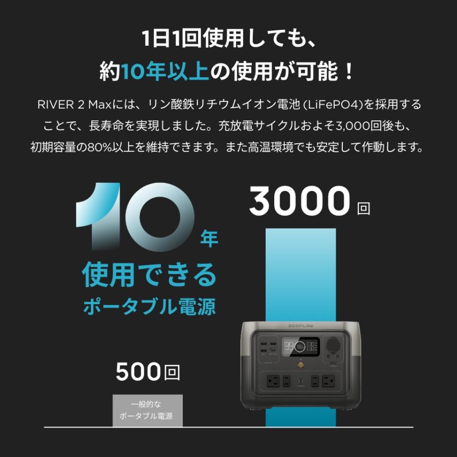 ポータブル電源 リン酸鉄 RIVER 2 Max 大容量 512Wh 蓄電池 リチウム