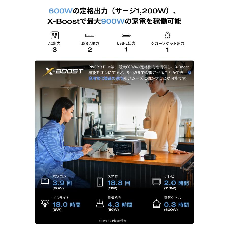 ECOFLOW ポータブル電源 EcoFlow RIVER 3 Plus(286) 小型 容量 ECOFLOW ポータブル電源 EcoFlow RIVER 3 Plus(286) 小型 容量