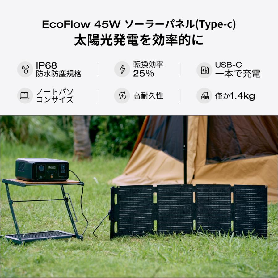 EcoFlow  3 ポータブル電源ソーラーパネル 45W 1枚セット ECOFLOW ポータブル電源 ソーラーパネル セット RIVER3 + 45W 太陽光