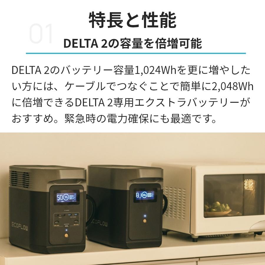 EcoFlow ポータブル電源 大容量 DELTA 2 専用 エクストラバッテリー 