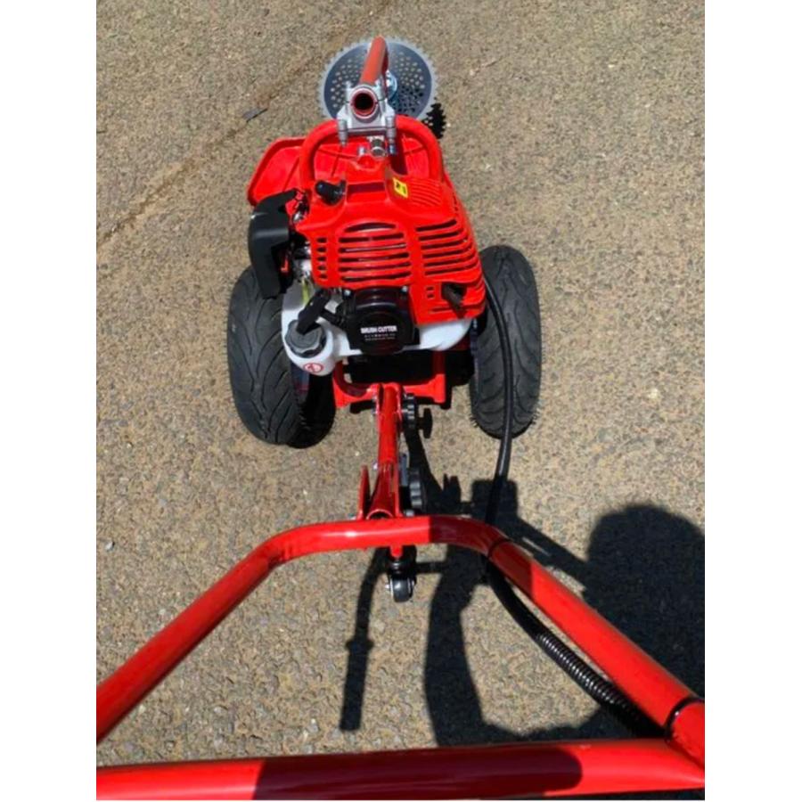 タイヤ付エンジン草刈機 手押し草刈り機　らくらく作業　最強42.7.ccおまけ付 タイヤ付エンジン草刈機 手押し草刈り機 らくらく作業 最強42.7
