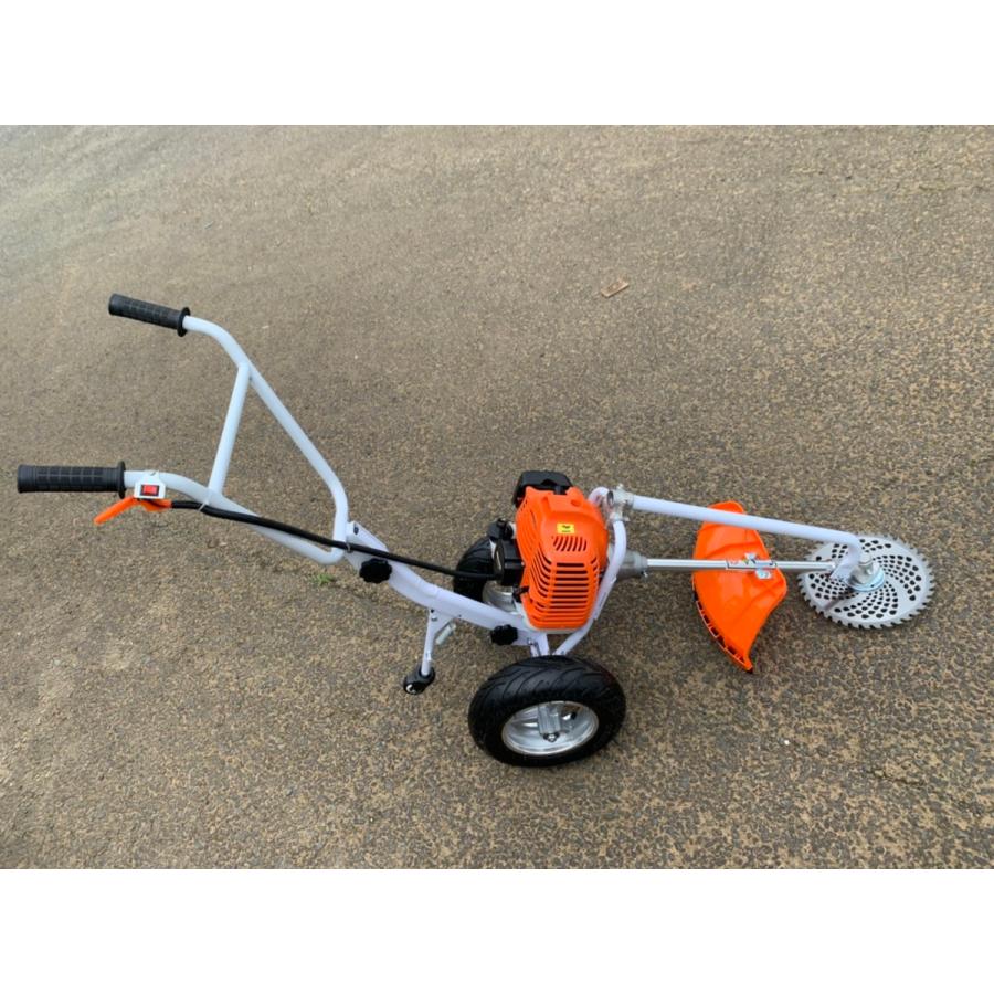 タイヤ付エンジン草刈機 手押し草刈り機 らくらく作業 最強52cc 新品