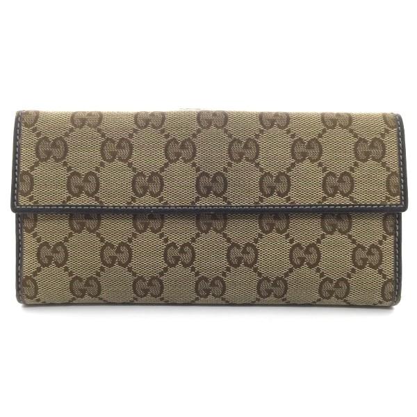 GGキャンバス グッチ Wホック財布 二つ折り長財布 212089 中古