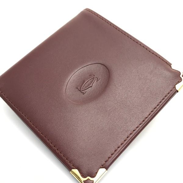 売約中 【美品】 カルティエ マストライン 二つ折り財布 Cartier カルティエ 二つ折り札入れ 財布 マストライン レザー