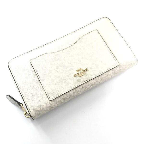 COACH（コーチ） ラウンドファスナー長財布 クロスグレイン レザー 